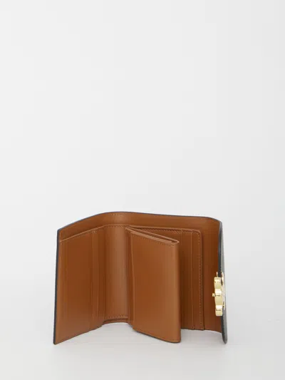 Celine Triomphe-print Compact Wallet In Black