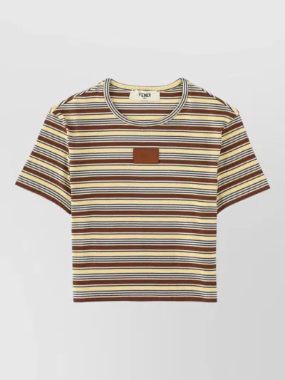Fendi Patterned Cotton Elastane T-shirt In Multi