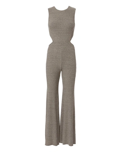 Enza Costa Ribbed Knit Grey Jumpsuit Grey In Heather Grey