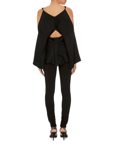 Shop Roland Mouret Marcus Cold Shoulder Satin Crepe Black Top