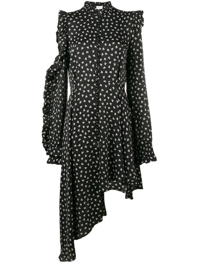 Magda Butrym Marbella Asymmetric Printed Silk-crepe Midi Dress In Черный