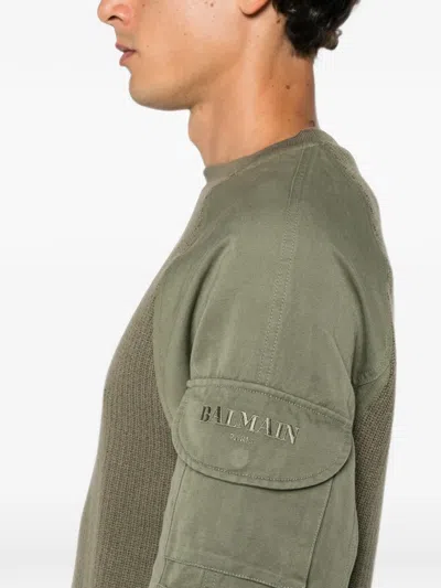 Balmain Cargo-pocket Panelled Sweater In Multi
