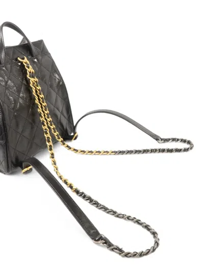 Pre-owned Chanel Quilted Leather Backpack In Black