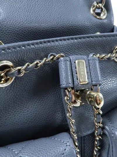 Pre-owned Chanel Mini Duma Quilted Backpack In Grey