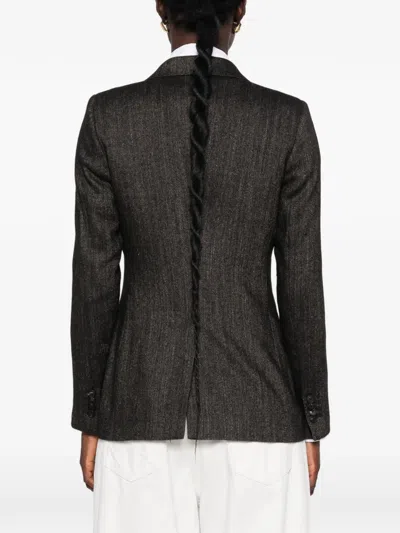 Tagliatore Herringbone-pattern Single-breasted Jacket In Gray