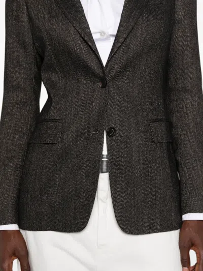 Tagliatore Herringbone-pattern Single-breasted Jacket In Gray