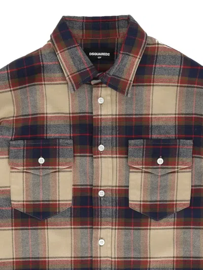 Dsquared2 Check-pattern Button-up Oversized Shirt In Multi