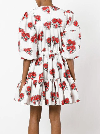 Shop Alexander Mcqueen Floral Ruffled Dress In White