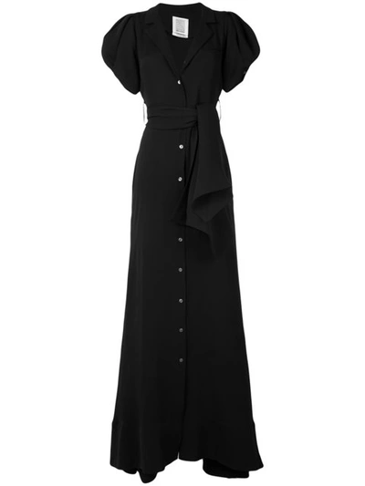 Rosie Assoulin Puff Sleeve Silk-crepe Gown In Black