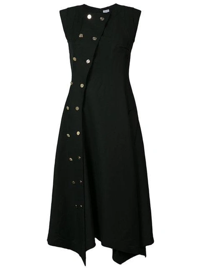 Loewe Button-trimmed A-line Dress, Black