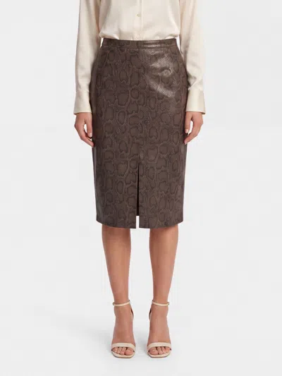 Twinset Python-print Midi Skirt In Brown