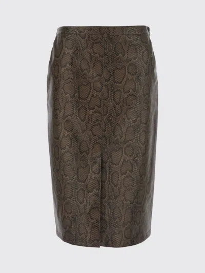 Twinset Python-print Midi Skirt In Brown
