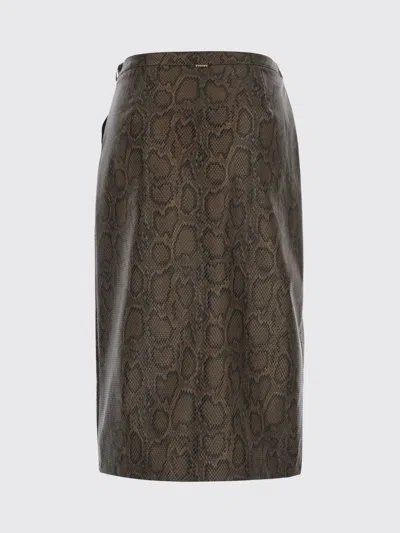Twinset Python-print Midi Skirt In Brown
