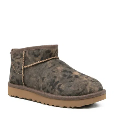 Ugg Classic Ultra Mini Leopard-print Ankle Boots In Multi