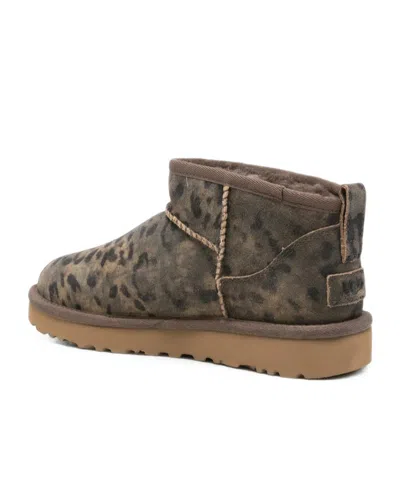 Ugg Classic Ultra Mini Leopard-print Ankle Boots In Multi