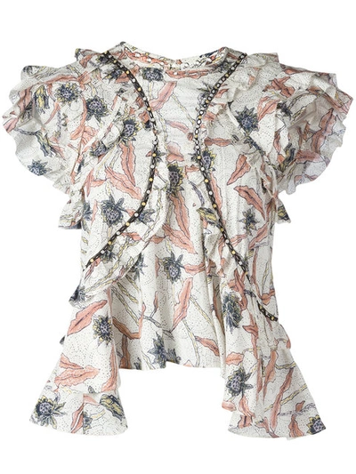 Shop Isabel Marant Ruffled Floral Print Top