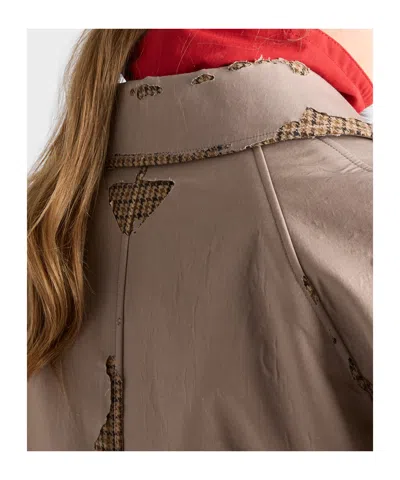 Prada Bonded Poplin Coat With Devoré Effect In Brown