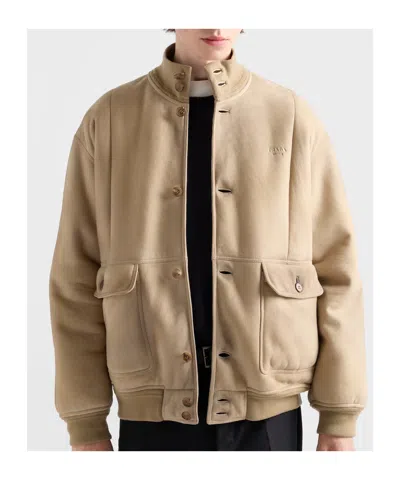 Prada Bomberjacke Aus Lammfell In Neutral