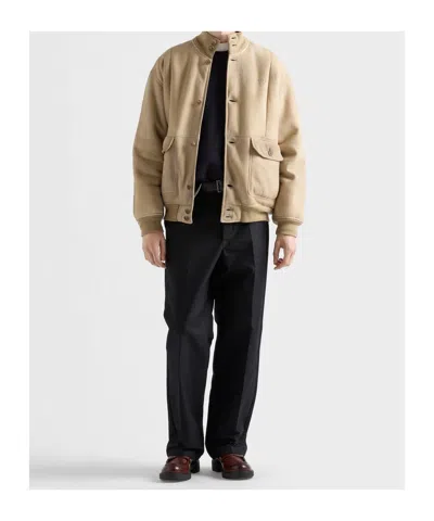 Prada Bomberjacke Aus Lammfell In Neutral