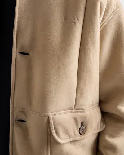 Prada Bomberjacke Aus Lammfell In Neutral