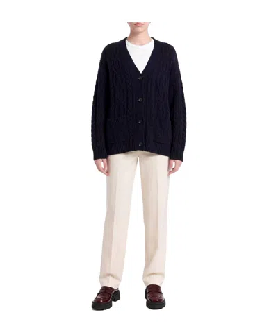 Max Mara Solid-colored Knit Jacket In Blue