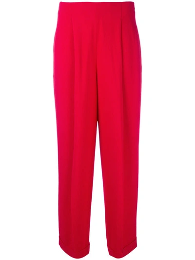 Ferragamo Cropped Trousers In Red
