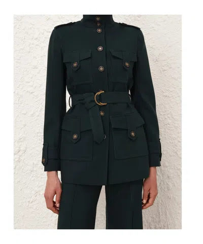 Zimmermann Valiant Wool-blend Utility Jacket In Green