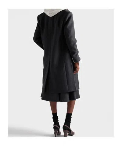 Prada Double Wool Midi-skirt In Black