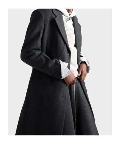 Prada Double Wool Midi-skirt In Black