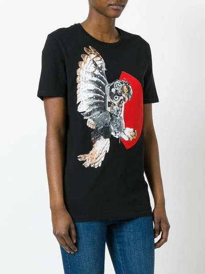 Shop Neil Barrett Mechanical Owl Print T-shirt