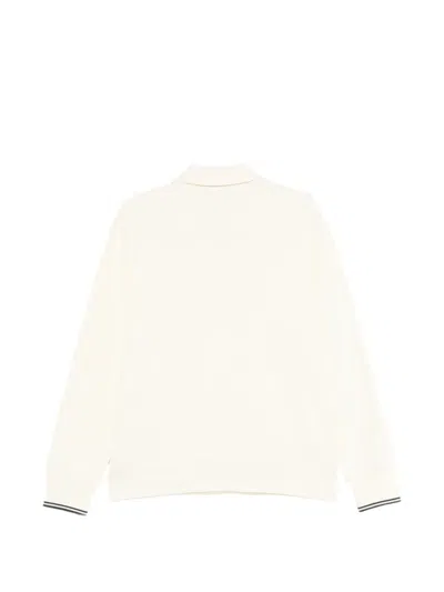 Fred Perry Half Zip Collared Sweatshirt In Neutral