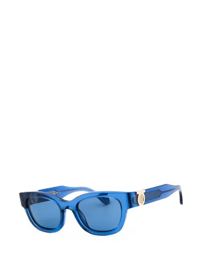 Ferragamo Eyewear Gancini Rectangular Sunglasses In Blue