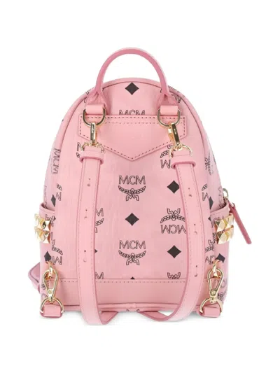 Mcm Monogram Stud-embellished Backpack In Pink