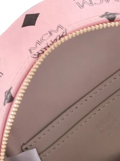 Mcm Monogram Stud-embellished Backpack In Pink