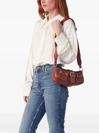 Lancel Multipocket Stud-embellished Shoulder Bag In Orange