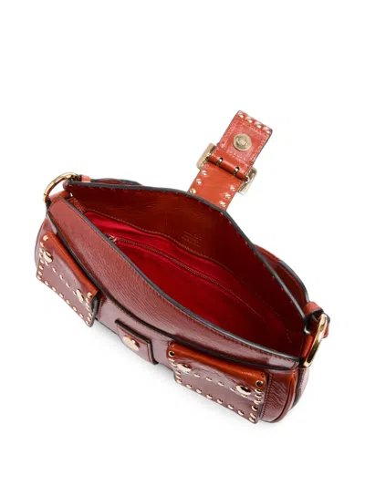 Lancel Multipocket Stud-embellished Shoulder Bag In Orange