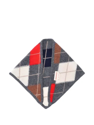 And-daughter Argyle-intarsia Triangular Scarf In Multi
