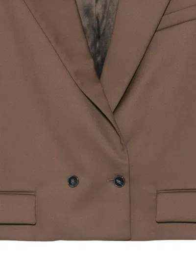 Rame Double-breasted Cropped Jacket In Brown