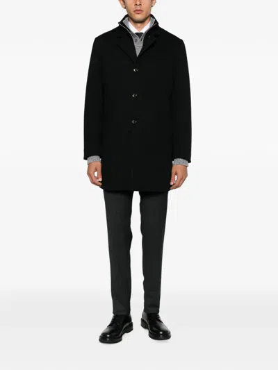 Montecore Layered Button-up Coat In Black