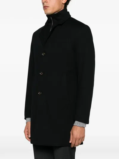 Montecore Layered Button-up Coat In Black