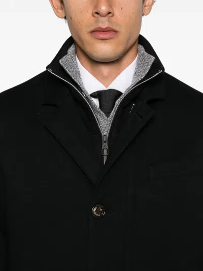 Montecore Layered Button-up Coat In Black