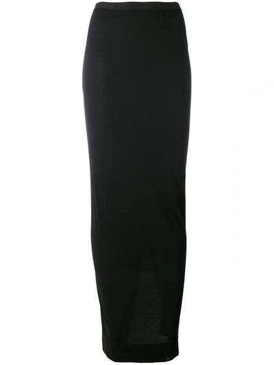 Shop Rick Owens Lilies Jersey Long Asymmetric Skirt - Black