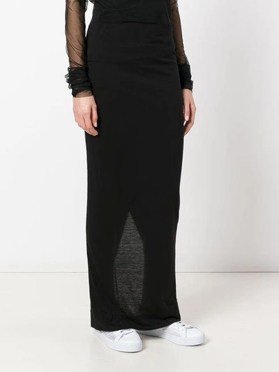 Shop Rick Owens Lilies Jersey Long Asymmetric Skirt - Black