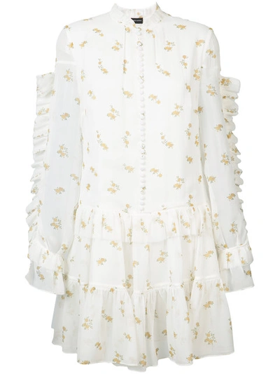 Magda Butrym Metz Floral-print Ruffle-trim Tiered Dress, Cream