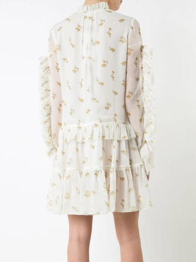 Magda Butrym Metz Floral-print Ruffle-trim Tiered Dress, Cream | ModeSens