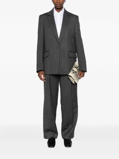 Totême Herringbone-pattern Wool Blazer In Gray