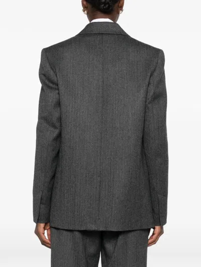 Totême Herringbone-pattern Wool Blazer In Gray