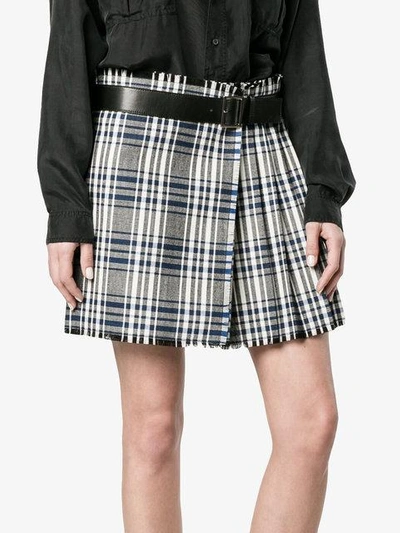 Shop Alexander Mcqueen Mini Check Kilt Skirt In Blue