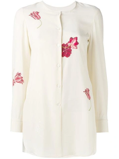 Shop Ferragamo Floral-print Shirt In Vanig-vaniglia