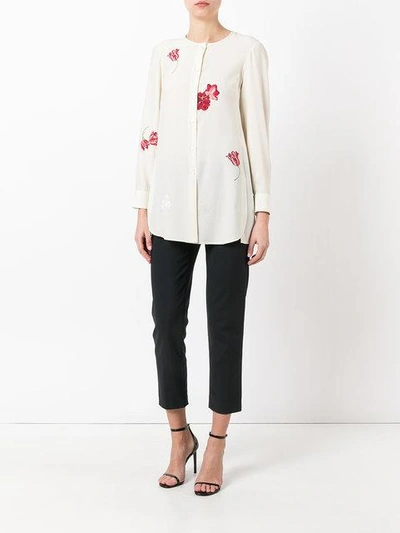 Shop Ferragamo Floral-print Shirt In Vanig-vaniglia